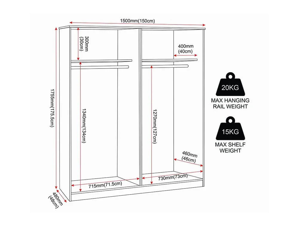Seconique Seconique Dakota Dark Grey 4 Door Wardrobe