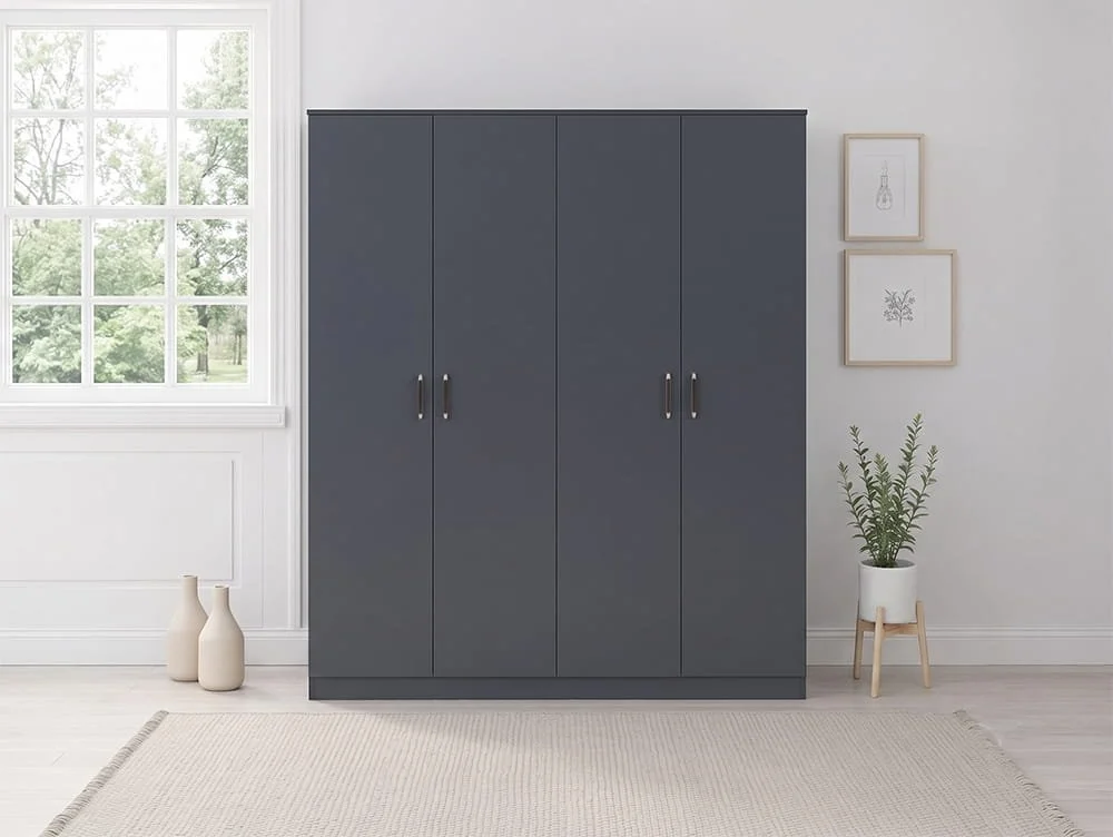 Seconique Seconique Dakota Dark Grey 4 Door Wardrobe