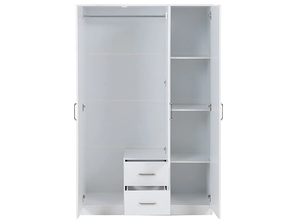 Seconique Seconique Dakota White 3 Door 2 Drawer Mirrored Wardrobe