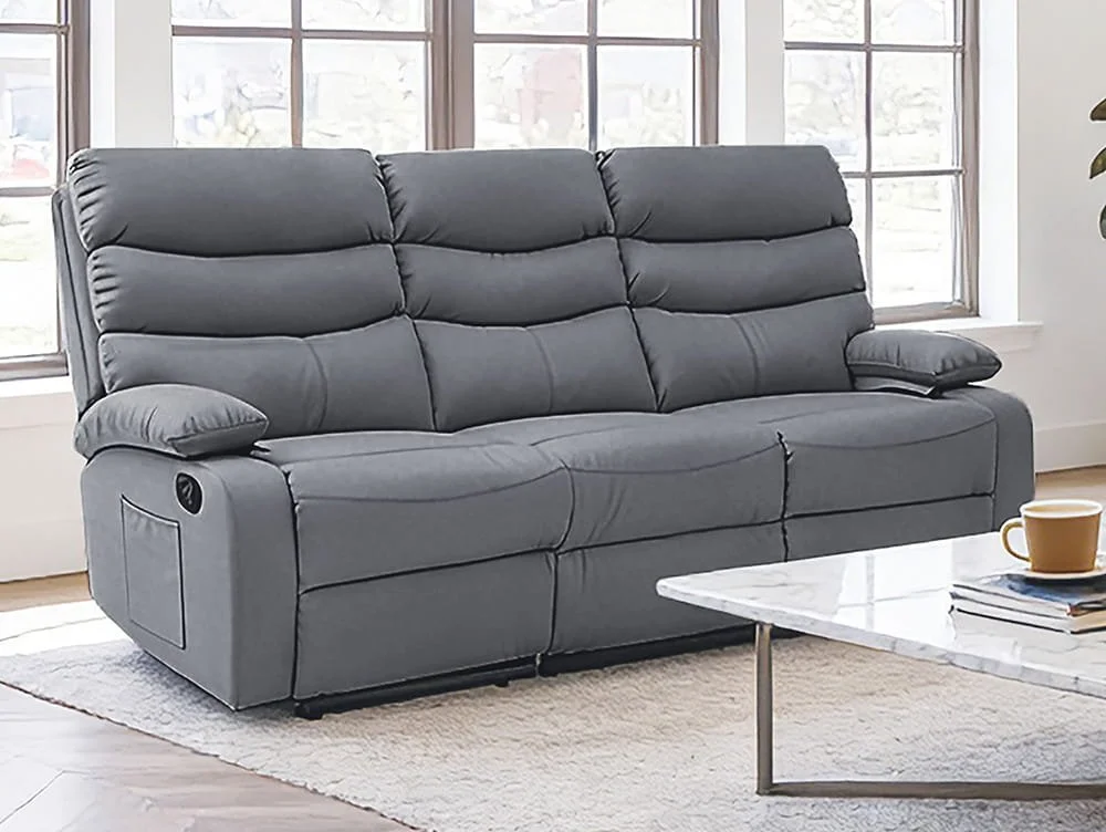 Kidsaw Kidsaw Berkshire Grey 3 Seater Recliner Sofa