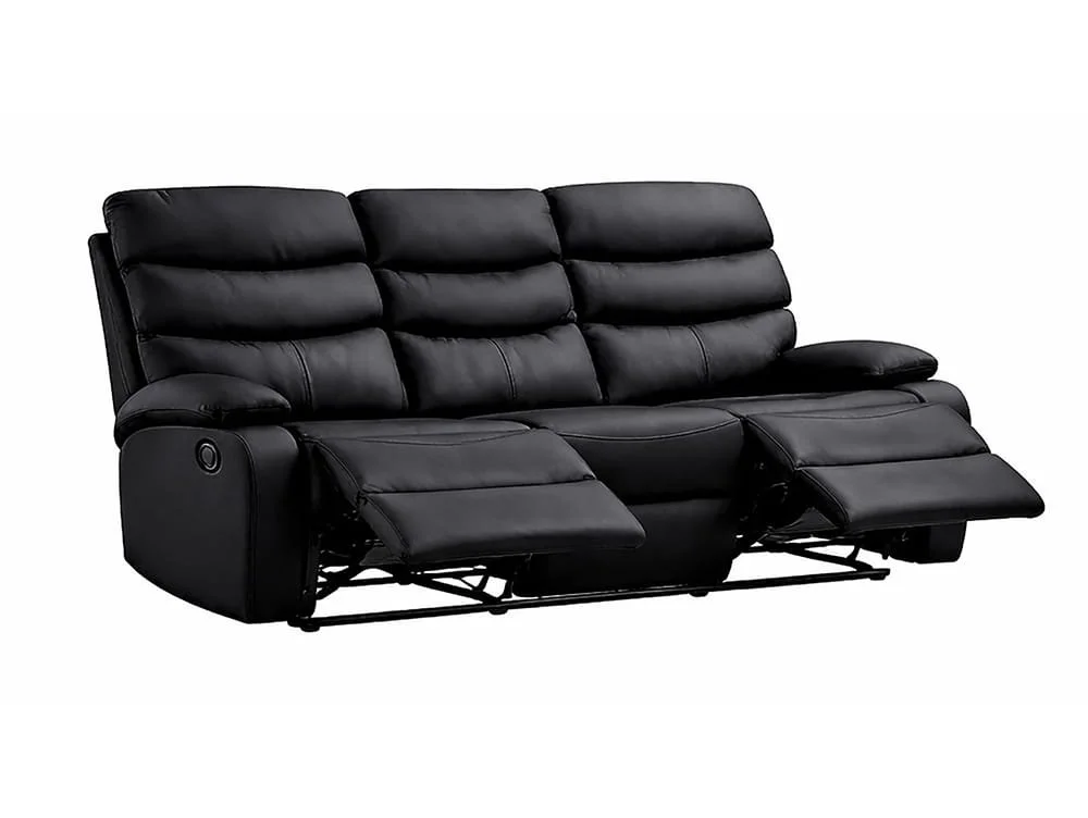 Kidsaw Kidsaw Sussex Black Faux Leather 3 Seater Recliner Sofa