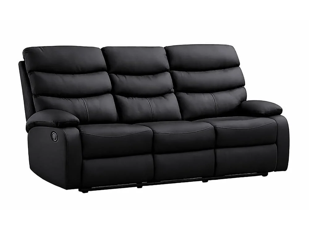 Kidsaw Kidsaw Sussex Black Faux Leather 3 Seater Recliner Sofa