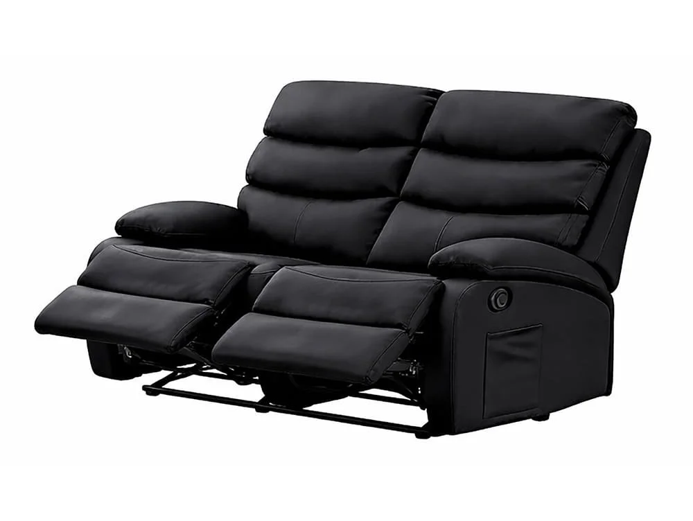 Kidsaw Kidsaw Sussex Black Faux Leather 2 Seater Recliner Sofa