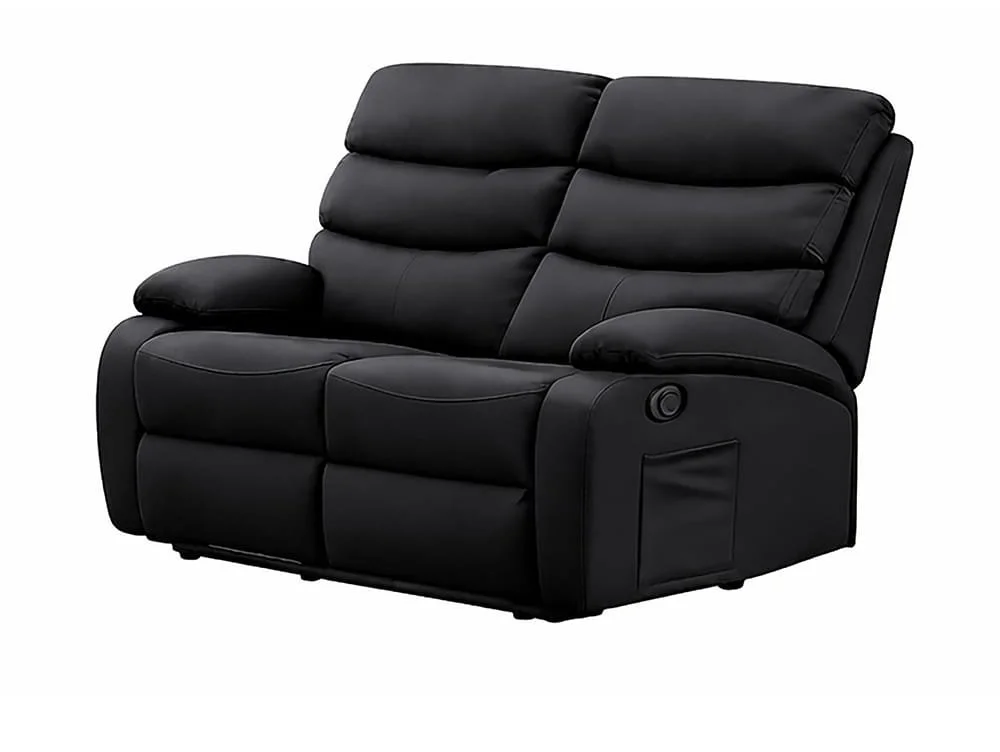 Kidsaw Kidsaw Sussex Black Faux Leather 2 Seater Recliner Sofa