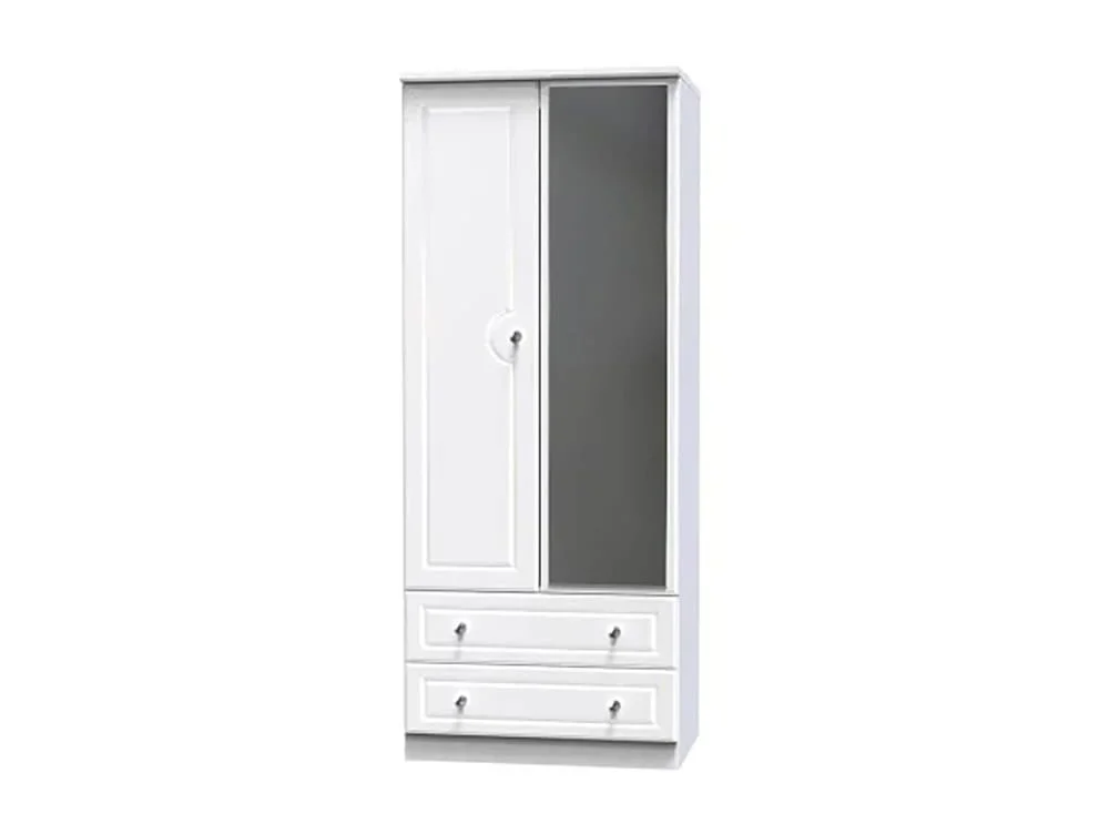 Welcome Welcome Balmoral White High Gloss 2 Door 2 Drawer Mirrored Double Wardrobe (Assembled)