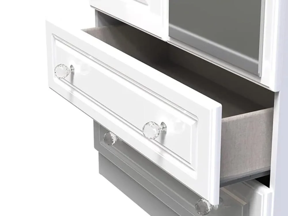 Welcome Welcome Balmoral White High Gloss 2 Door 2 Drawer Mirrored Double Wardrobe (Assembled)
