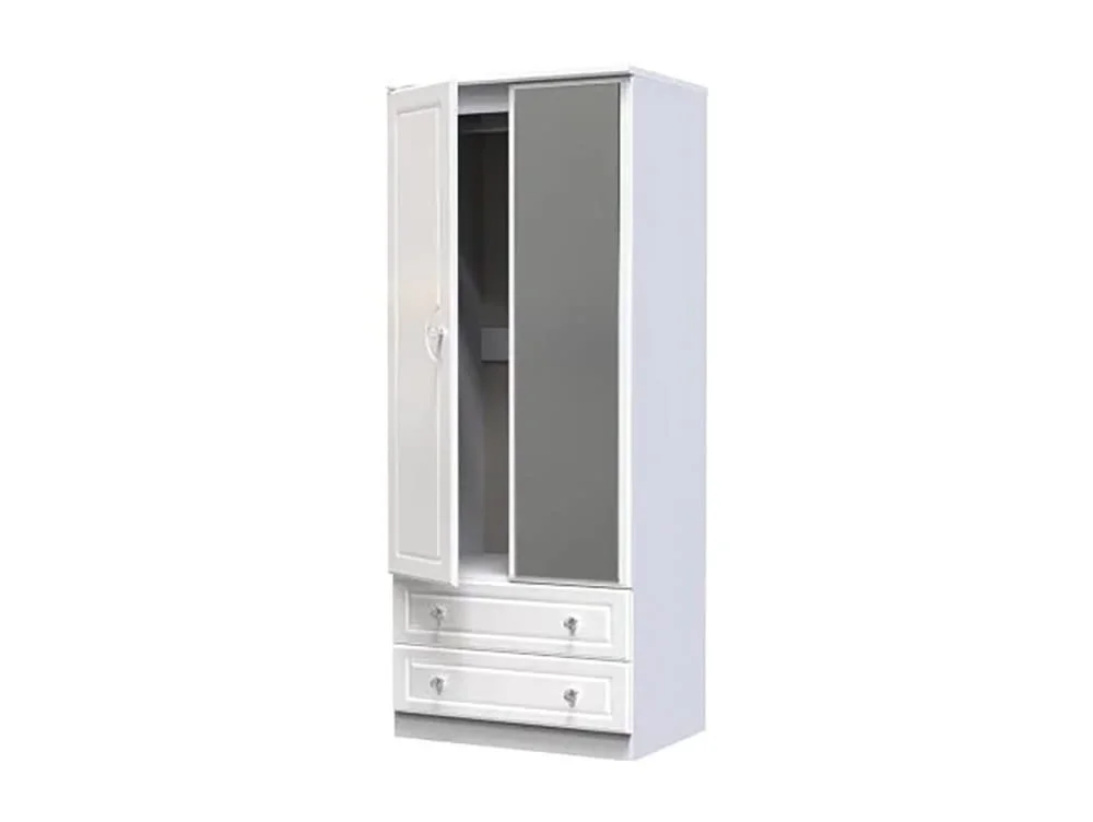 Welcome Welcome Balmoral White High Gloss 2 Door 2 Drawer Mirrored Double Wardrobe (Assembled)