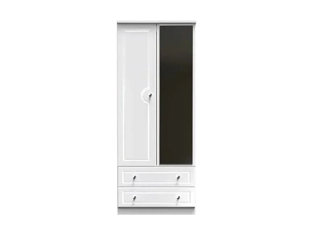 Welcome Welcome Balmoral White High Gloss 2 Door 2 Drawer Mirrored Double Wardrobe (Assembled)
