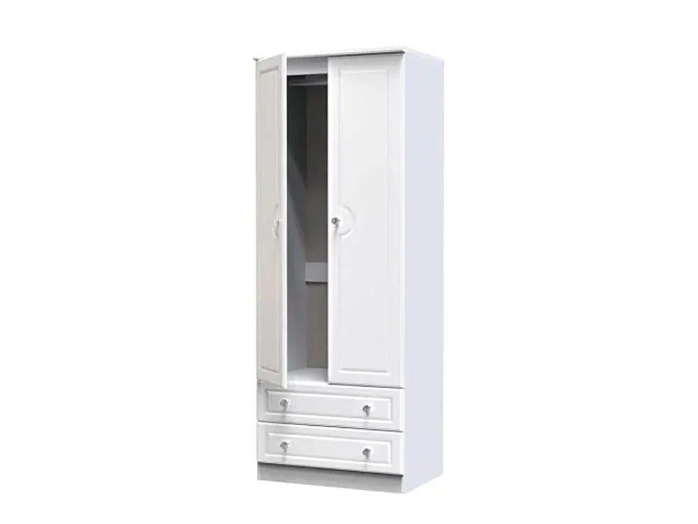 Welcome Welcome Balmoral White High Gloss 2 Door 2 Drawer Tall Double Wardrobe (Assembled)