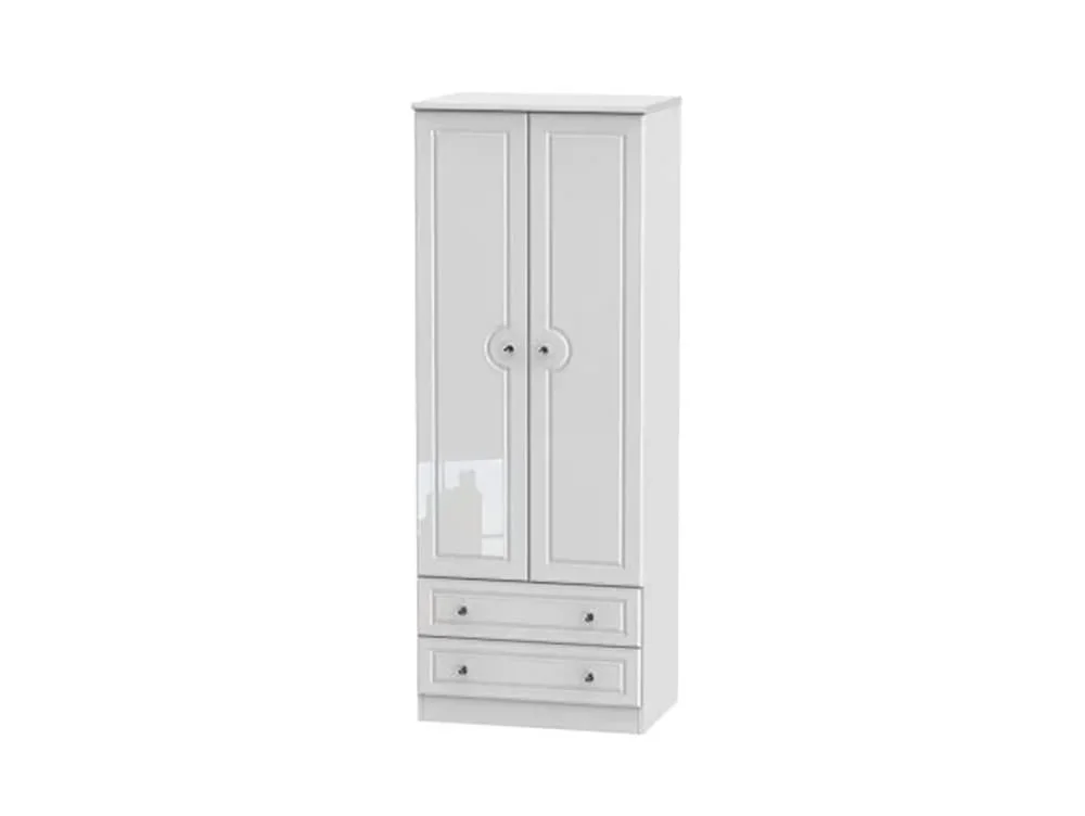 Welcome Welcome Balmoral White High Gloss 2 Door 2 Drawer Tall Double Wardrobe (Assembled)