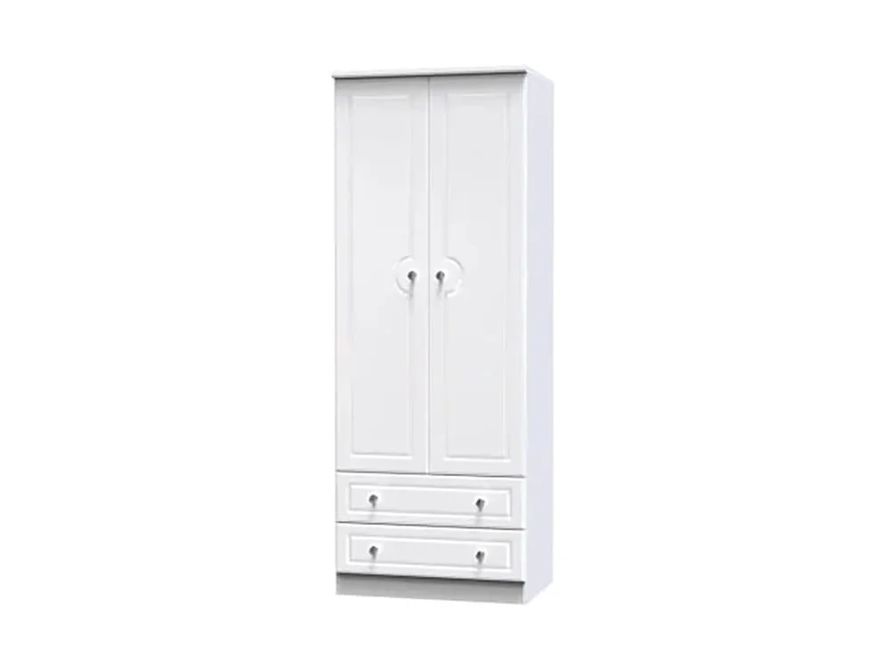 Welcome Welcome Balmoral White High Gloss 2 Door 2 Drawer Tall Double Wardrobe (Assembled)