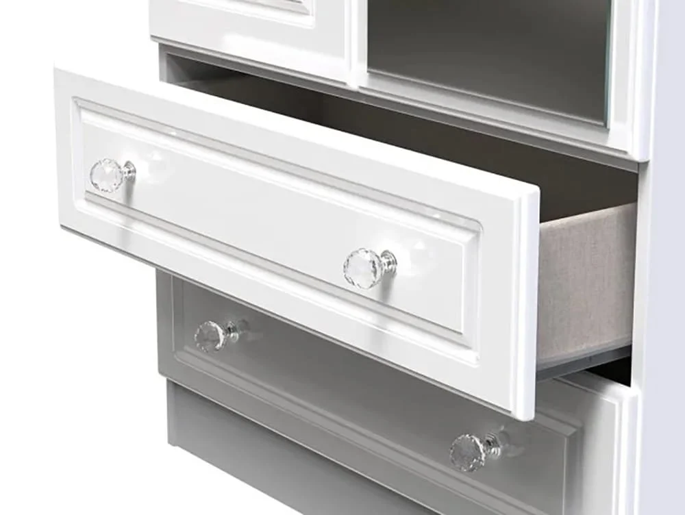 Welcome Welcome Balmoral White High Gloss 2 Door 2 Drawer Tall Mirrored Double Wardrobe (Assembled)