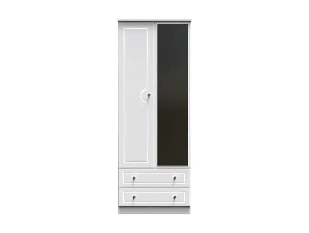 Welcome Welcome Balmoral White High Gloss 2 Door 2 Drawer Tall Mirrored Double Wardrobe (Assembled)