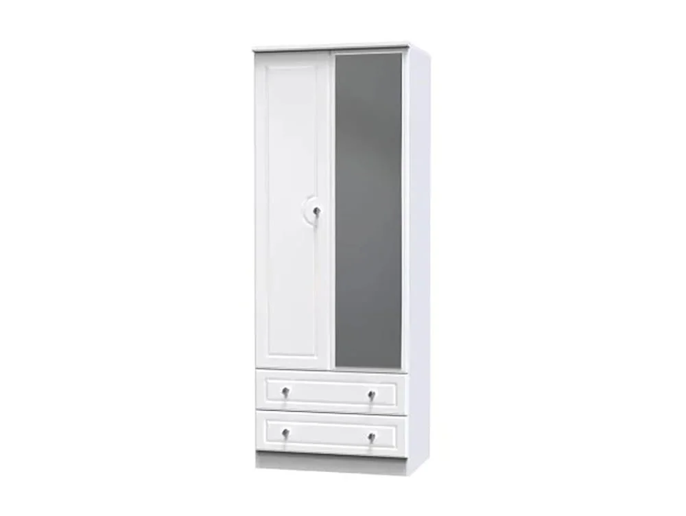 Welcome Welcome Balmoral White High Gloss 2 Door 2 Drawer Tall Mirrored Double Wardrobe (Assembled)