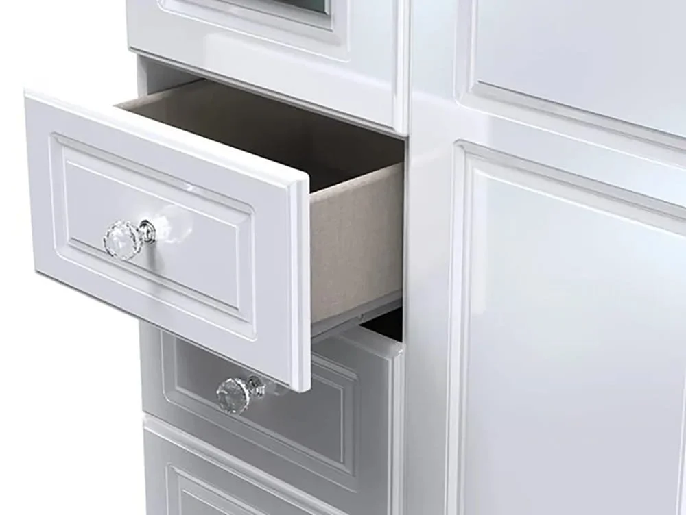 Welcome Welcome Balmoral White High Gloss 2 Door 3 Drawer Mirrored Double Wardrobe (Assembled)
