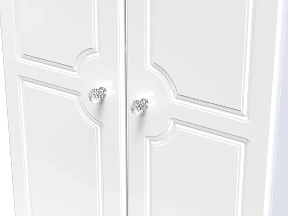 Welcome Welcome Balmoral White High Gloss 2 Door Tall Double Hanging Wardrobe (Assembled)