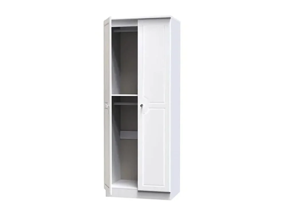 Welcome Welcome Balmoral White High Gloss 2 Door Tall Double Hanging Wardrobe (Assembled)