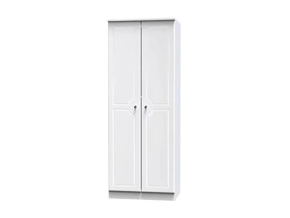 Welcome Welcome Balmoral White High Gloss 2 Door Tall Double Hanging Wardrobe (Assembled)