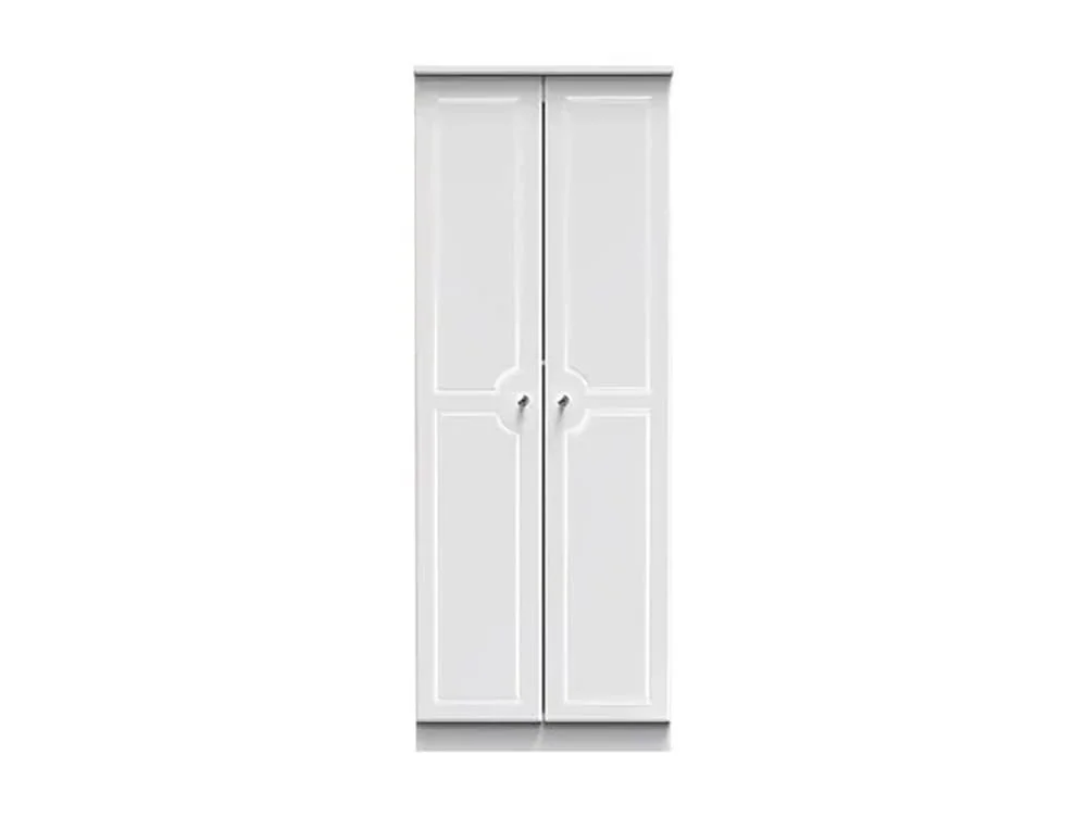Welcome Welcome Balmoral White High Gloss 2 Door Tall Double Hanging Wardrobe (Assembled)