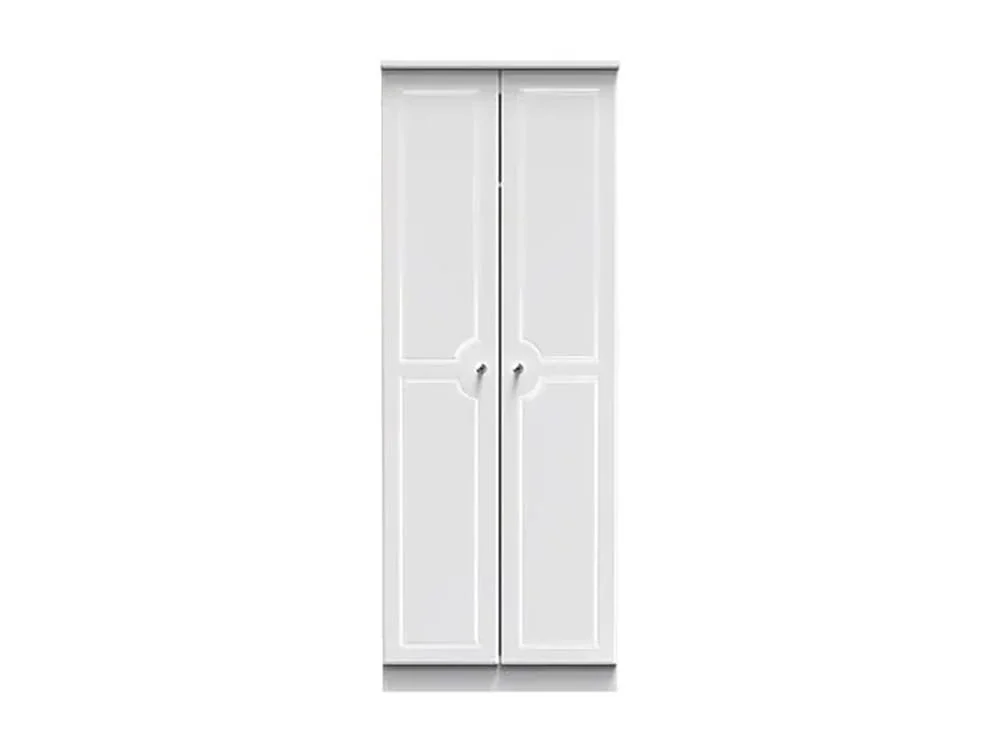 Welcome Welcome Balmoral White High Gloss 2 Door Tall Double Wardrobe (Assembled)