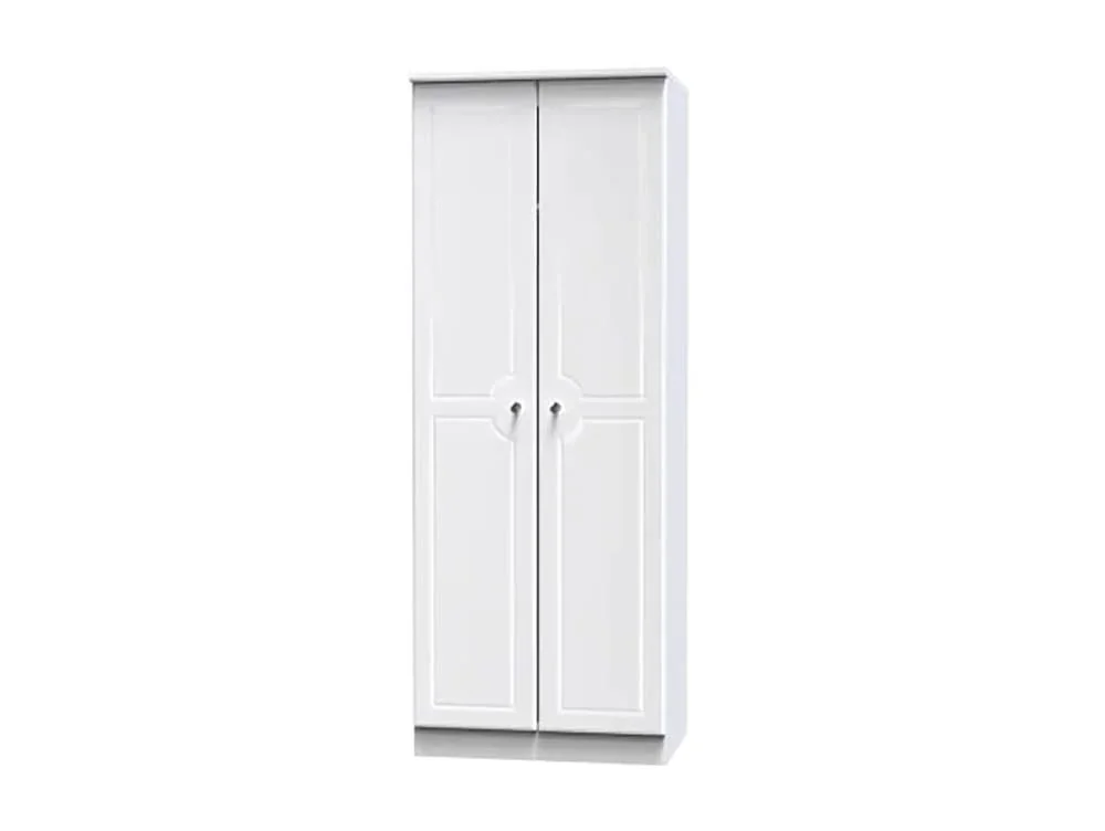 Welcome Welcome Balmoral White High Gloss 2 Door Tall Double Wardrobe (Assembled)