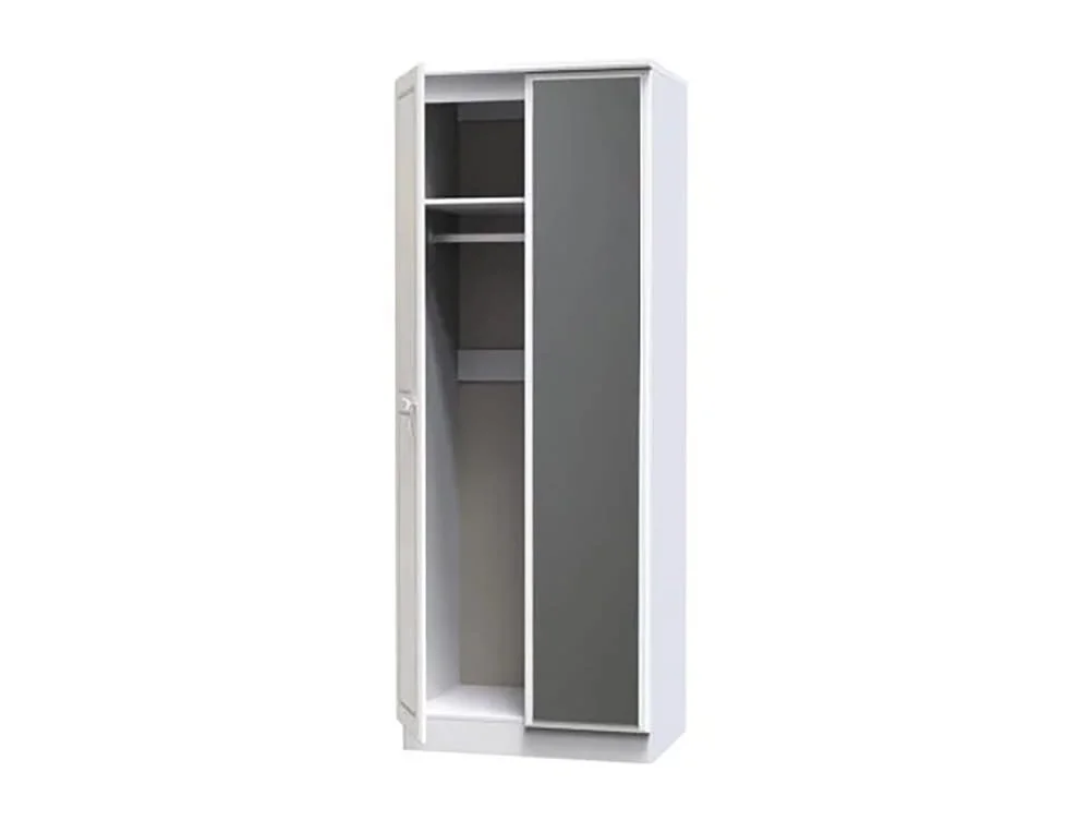 Welcome Welcome Balmoral White High Gloss 2 Door Tall Mirrored Double Wardrobe (Assembled)