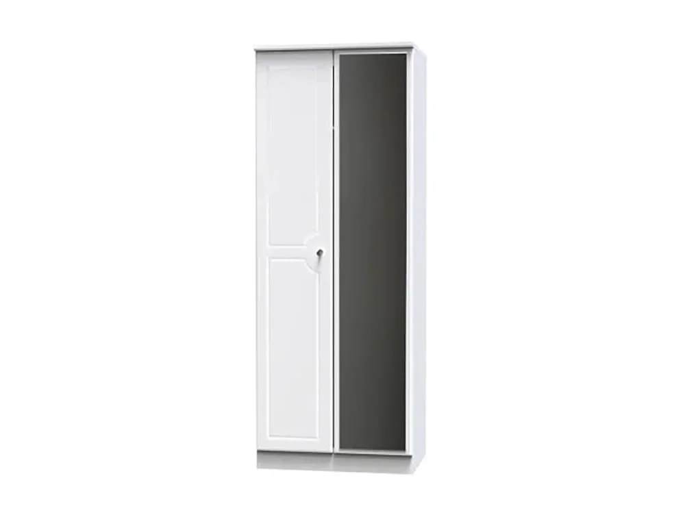 Welcome Welcome Balmoral White High Gloss 2 Door Tall Mirrored Double Wardrobe (Assembled)