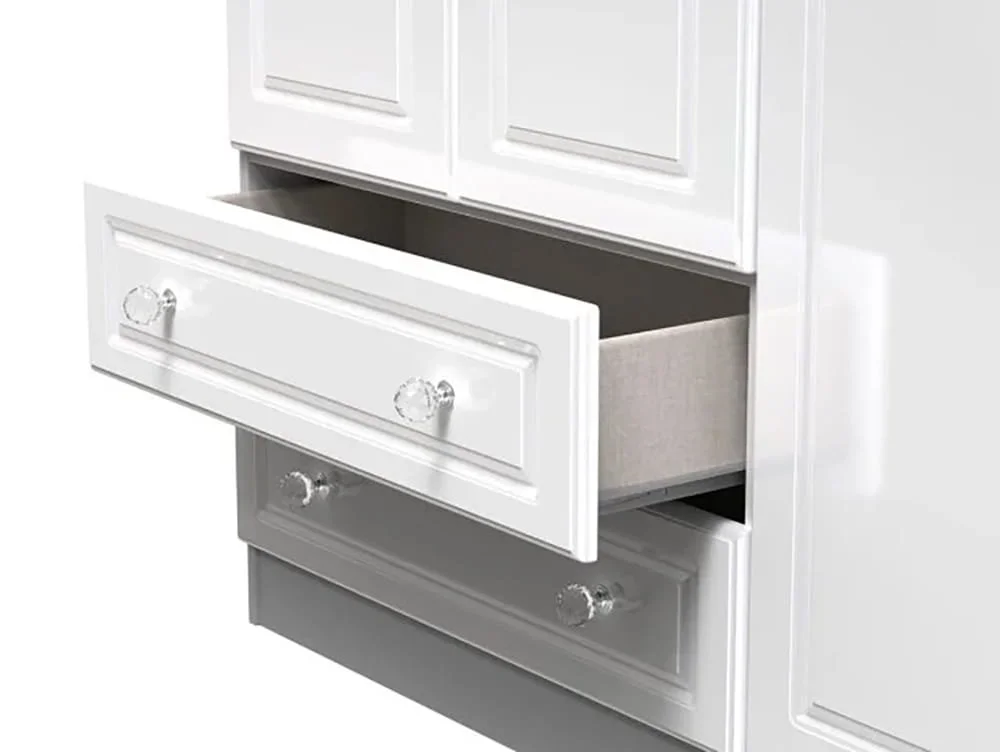 Welcome Welcome Balmoral White High Gloss 3 Door 2 Drawer Tall Triple Wardrobe (Assembled)