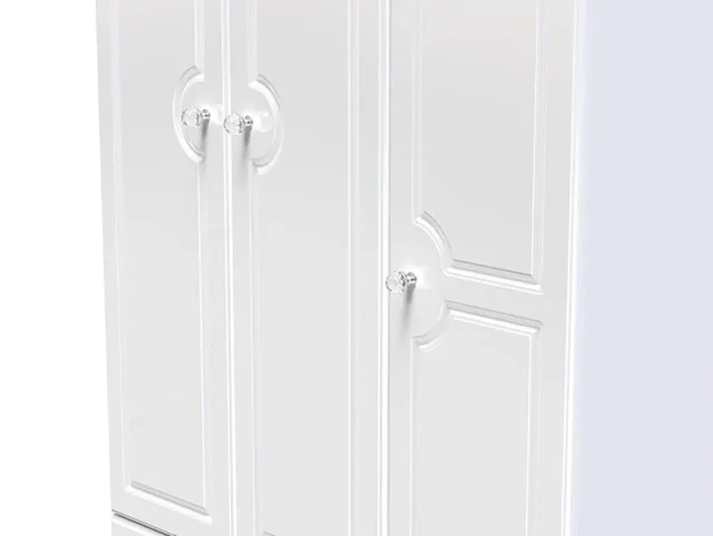 Welcome Welcome Balmoral White High Gloss 3 Door 2 Drawer Tall Triple Wardrobe (Assembled)