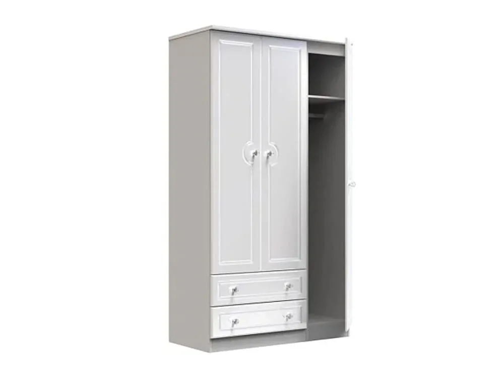 Welcome Welcome Balmoral White High Gloss 3 Door 2 Drawer Tall Triple Wardrobe (Assembled)
