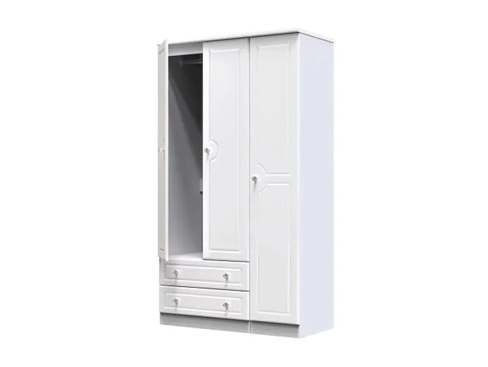 Welcome Welcome Balmoral White High Gloss 3 Door 2 Drawer Tall Triple Wardrobe (Assembled)