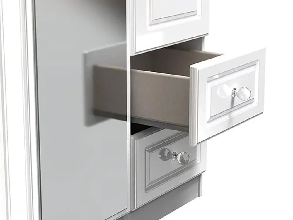 Welcome Welcome Balmoral White High Gloss 3 Door 2 Small Drawer Mirrored Triple Wardrobe (Assembled)