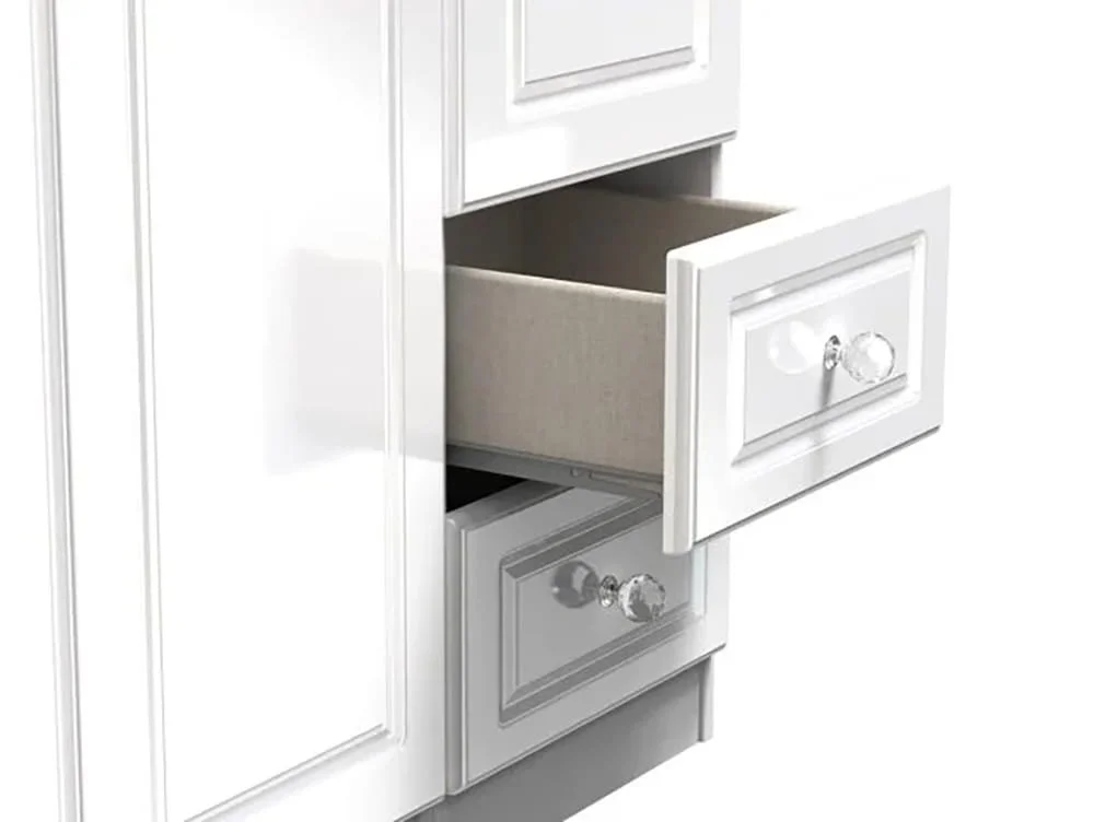 Welcome Welcome Balmoral White High Gloss 3 Door 2 Small Drawer Tall Triple Wardrobe (Assembled)