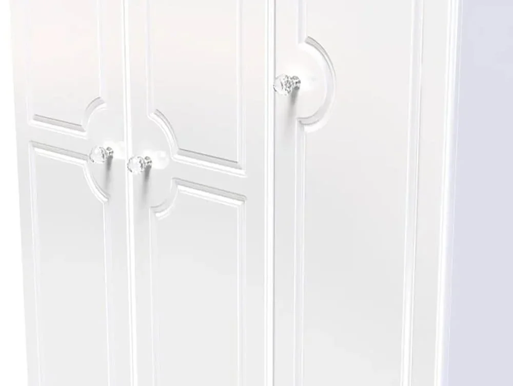 Welcome Welcome Balmoral White High Gloss 3 Door 2 Small Drawer Tall Triple Wardrobe (Assembled)