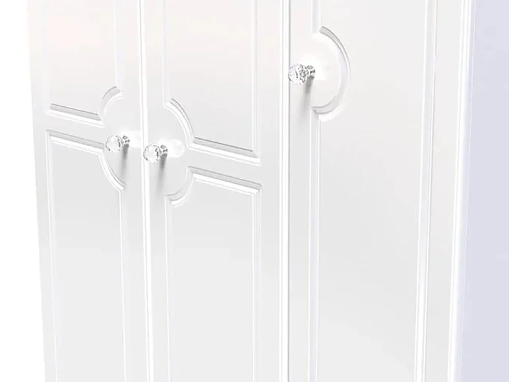 Welcome Welcome Balmoral White High Gloss 3 Door 2 Small Drawer Triple Wardrobe (Assembled)