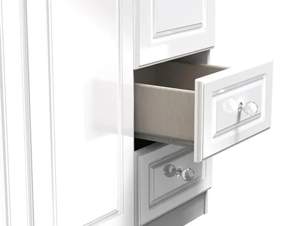 Welcome Welcome Balmoral White High Gloss 3 Door 2 Small Drawer Triple Wardrobe (Assembled)