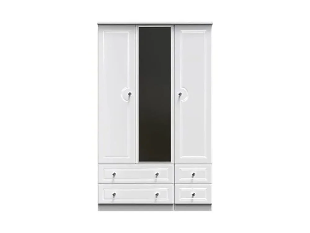 Welcome Welcome Balmoral White High Gloss 3 Door 4 Drawer Mirrored Triple Wardrobe (Assembled)