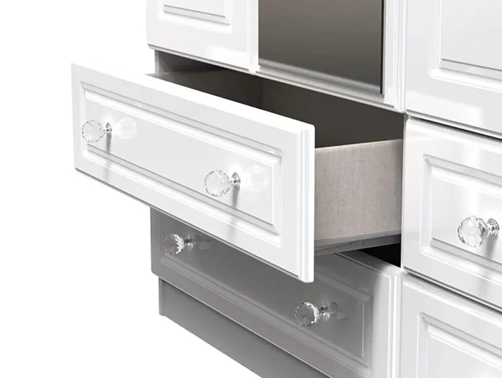 Welcome Welcome Balmoral White High Gloss 3 Door 4 Drawer Mirrored Triple Wardrobe (Assembled)