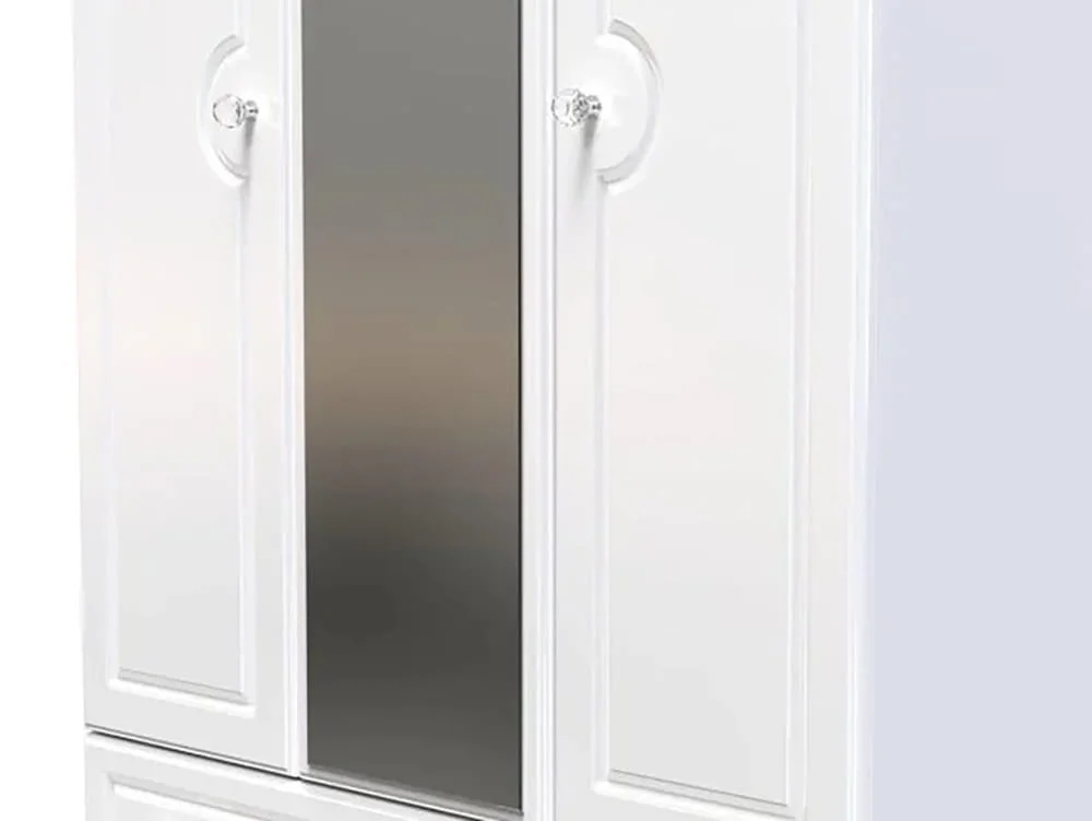 Welcome Welcome Balmoral White High Gloss 3 Door 4 Drawer Mirrored Triple Wardrobe (Assembled)