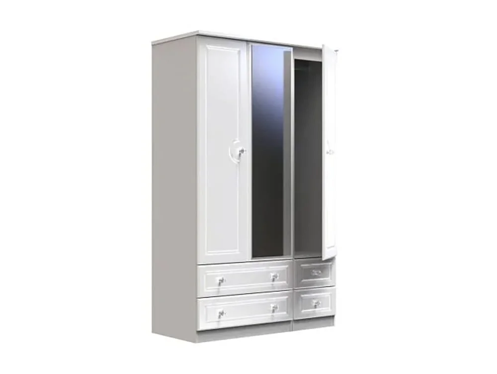 Welcome Welcome Balmoral White High Gloss 3 Door 4 Drawer Mirrored Triple Wardrobe (Assembled)
