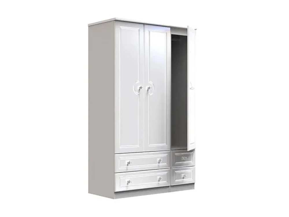 Welcome Welcome Balmoral White High Gloss 3 Door 4 Drawer Tall Triple Wardrobe (Assembled)