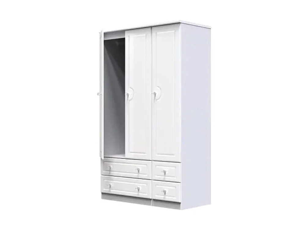 Welcome Welcome Balmoral White High Gloss 3 Door 4 Drawer Tall Triple Wardrobe (Assembled)