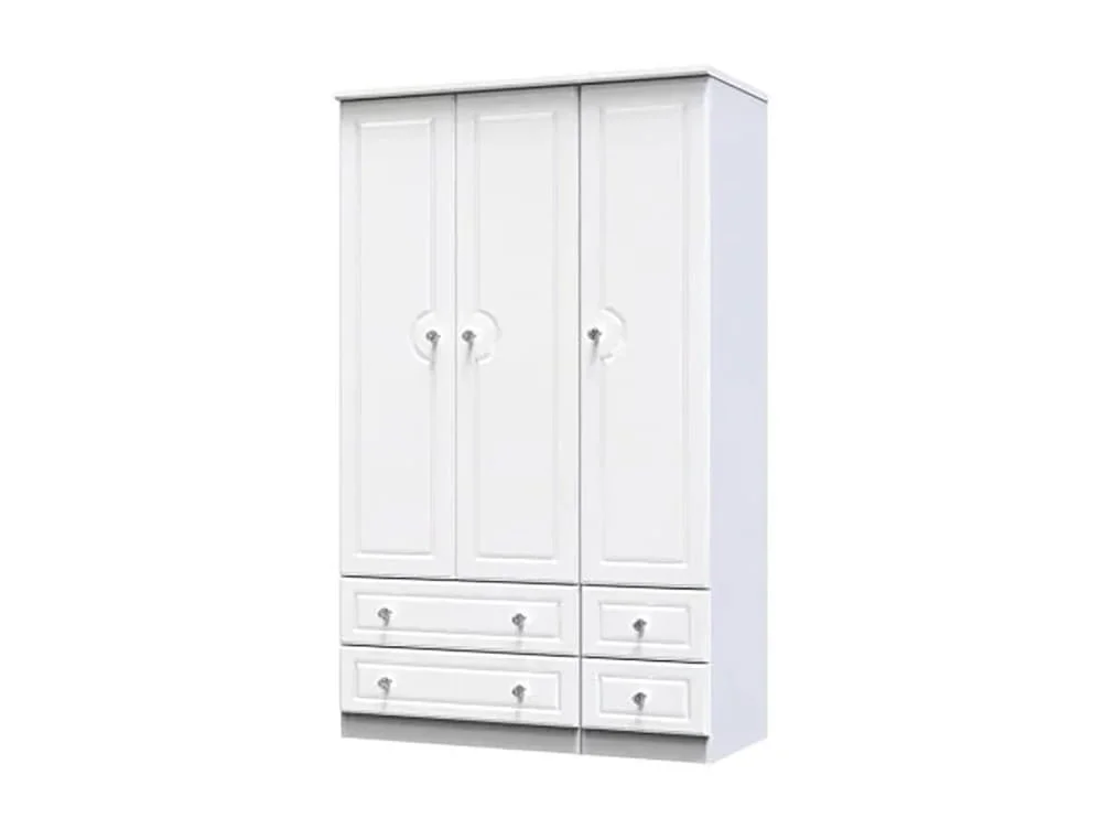 Welcome Welcome Balmoral White High Gloss 3 Door 4 Drawer Triple Wardrobe (Assembled)