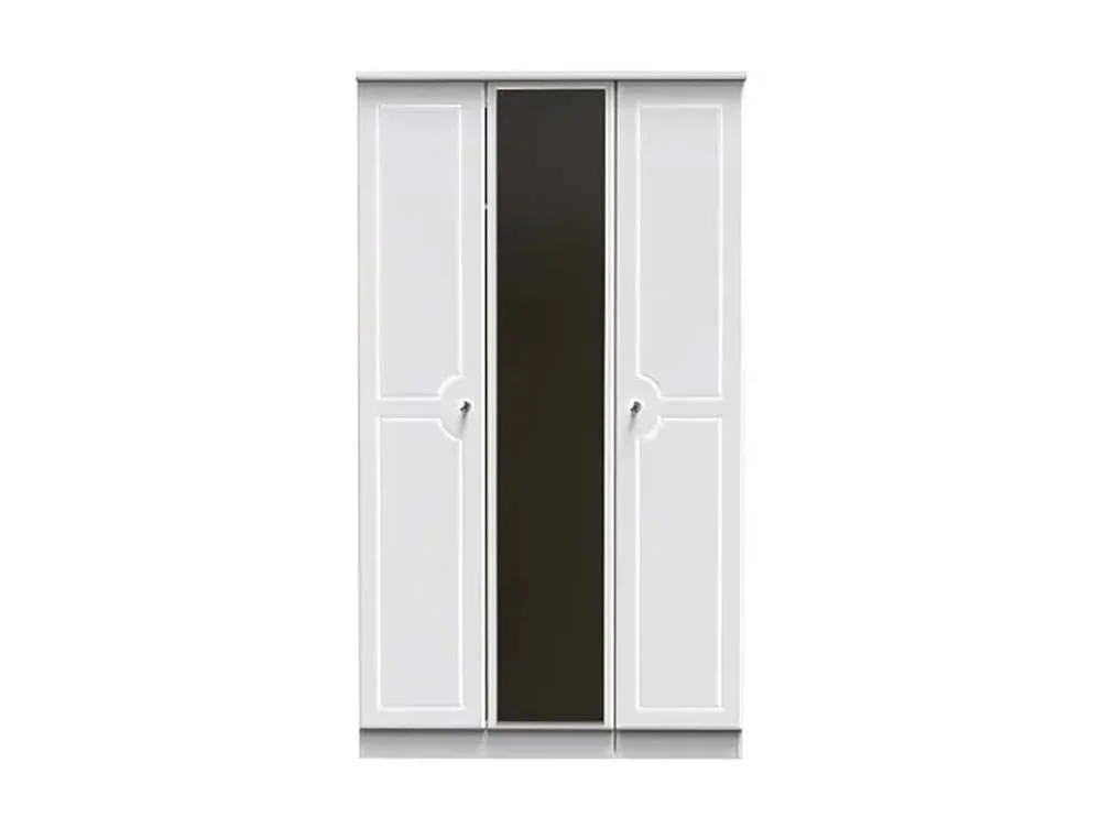 Welcome Welcome Balmoral White High Gloss 3 Door Mirrored Triple Wardrobe (Assembled)