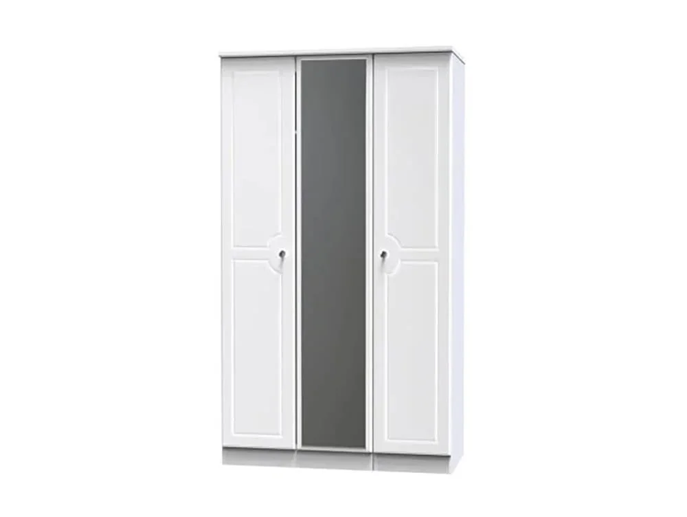 Welcome Welcome Balmoral White High Gloss 3 Door Tall Mirrored Triple Wardrobe (Assembled)