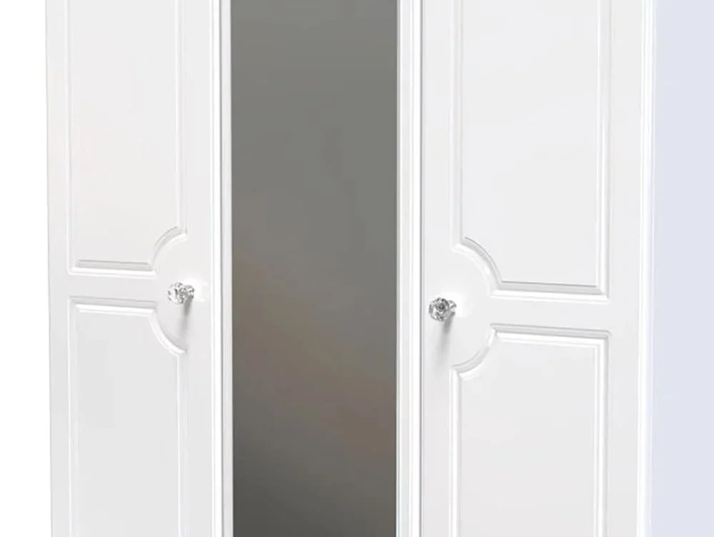 Welcome Welcome Balmoral White High Gloss 3 Door Tall Mirrored Triple Wardrobe (Assembled)