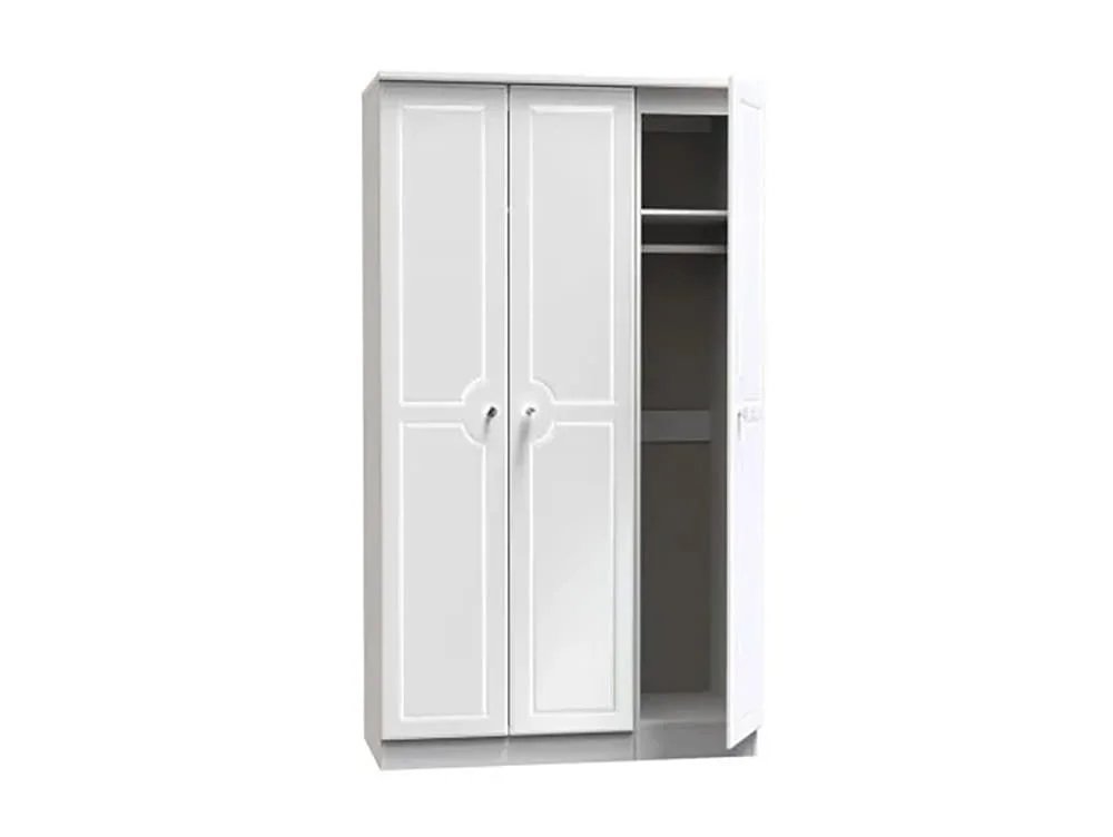 Welcome Welcome Balmoral White High Gloss 3 Door Tall Triple Wardrobe (Assembled)