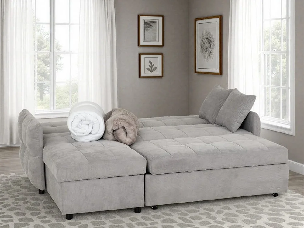 Seconique Seconique Chelsea Silver Grey Fabric Corner Sofa Bed