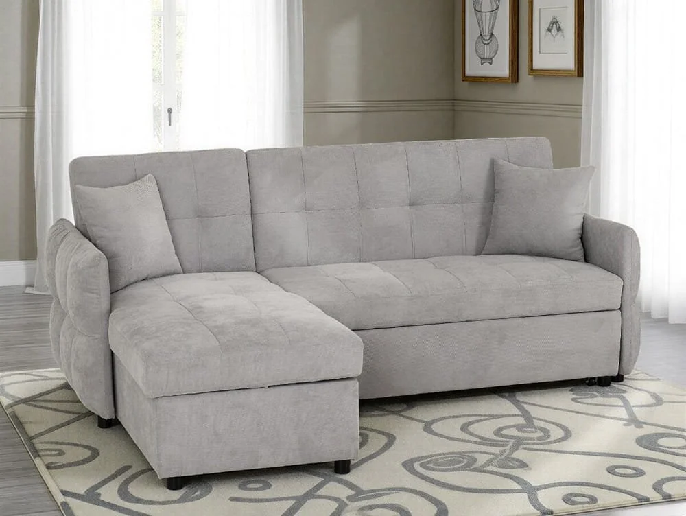 Seconique Seconique Chelsea Silver Grey Fabric Corner Sofa Bed