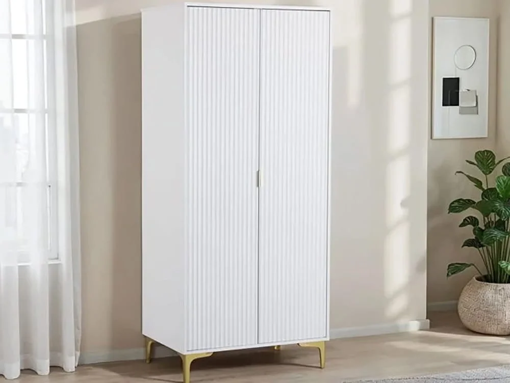Seconique Seconique Miami White and Gold 2 Door Wardrobe